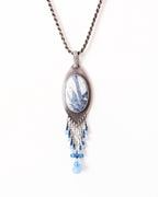 Bold blue pendant with kyanite quartz and cascading bead detail chain not included
