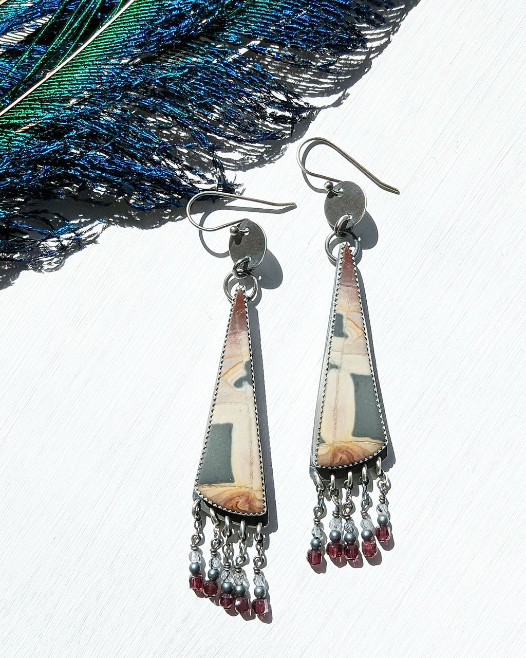 Hand-cut oxidized sterling silver coin drop earrings