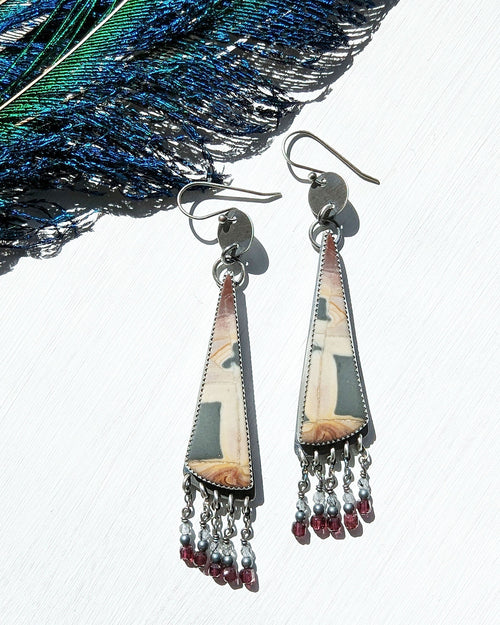 Hand-cut oxidized sterling silver coin drop earrings