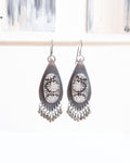 Fossil coral and smoky quartz earrings in oxidized sterling silver