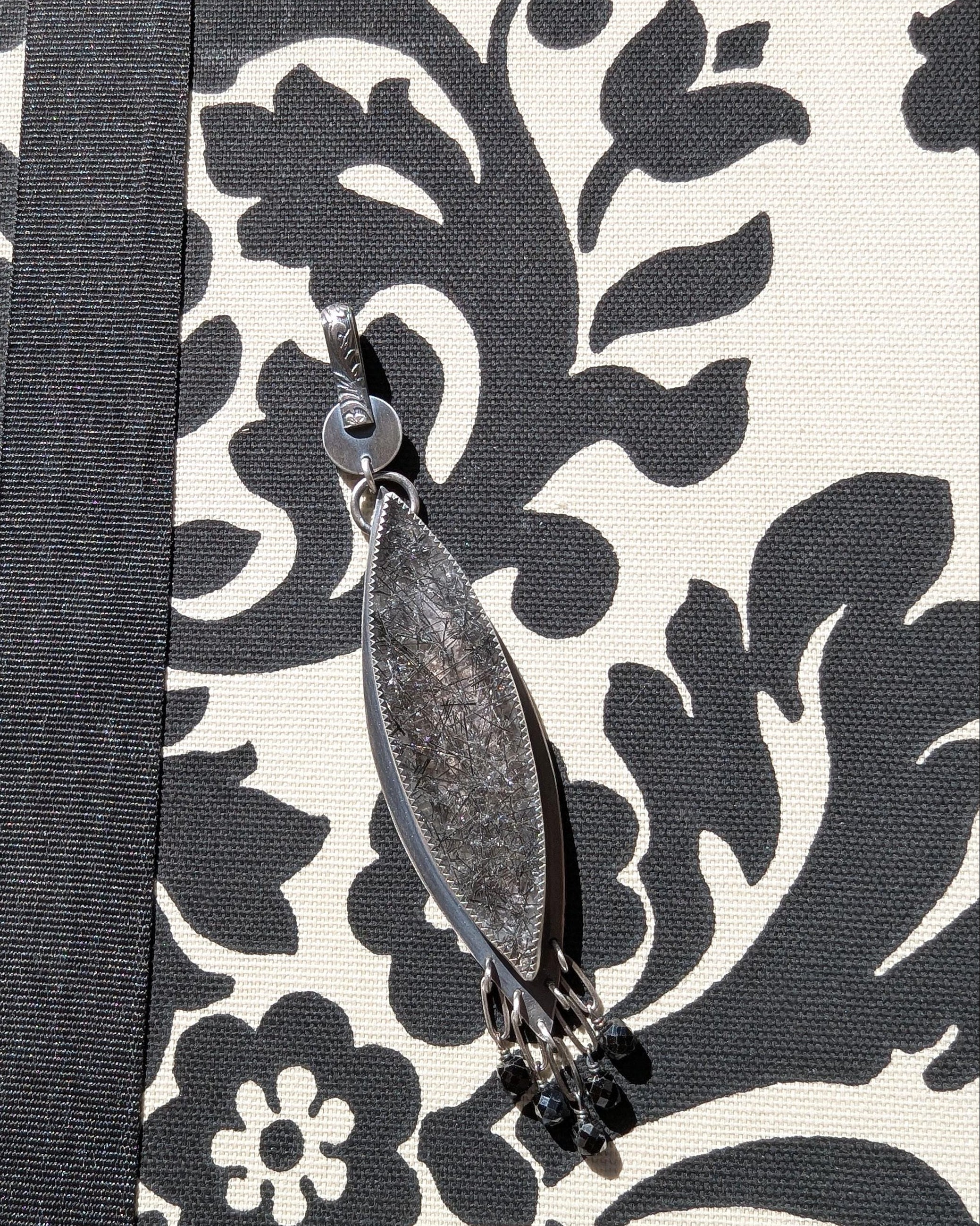 Moody artisan black quartz fringe necklace