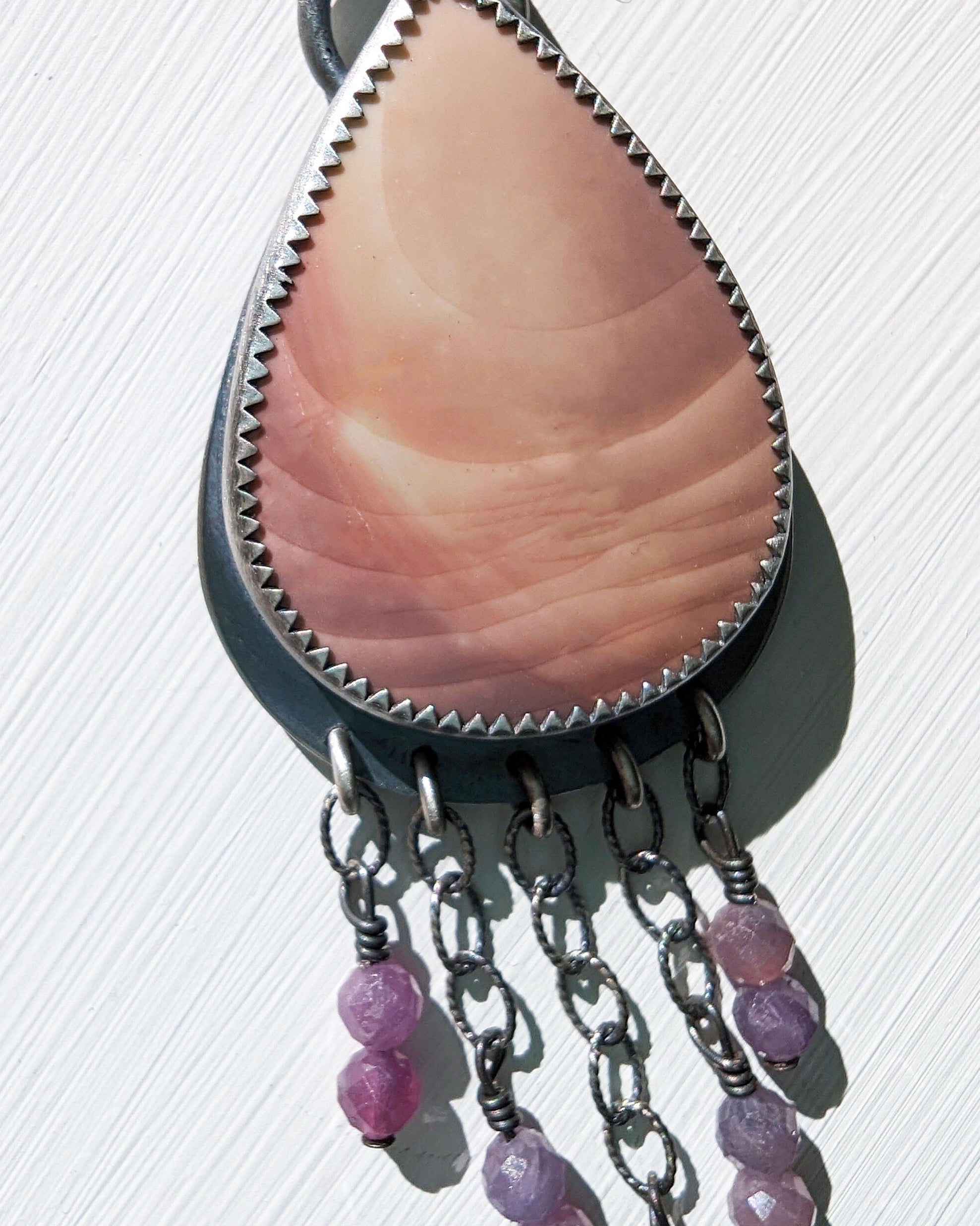 Close up of pastel polychrome jasper gemstone patterns