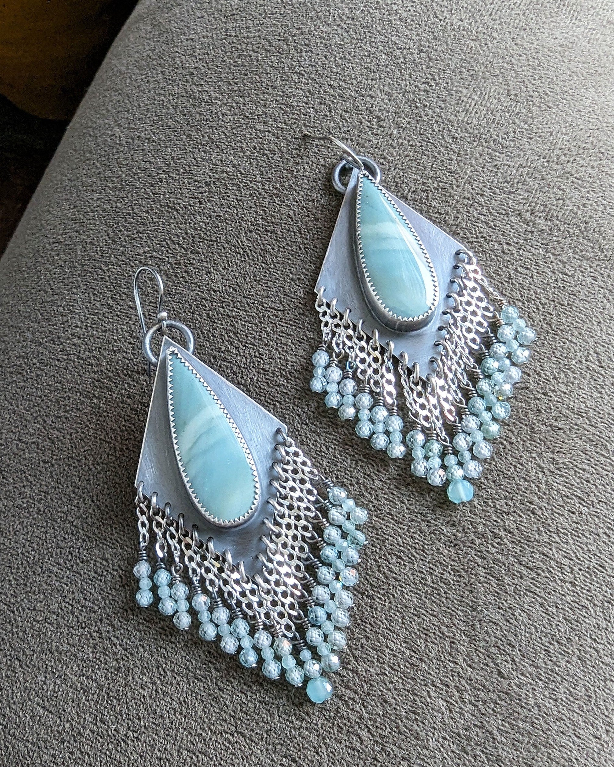 Boho luxe imperial jasper artisan earrings