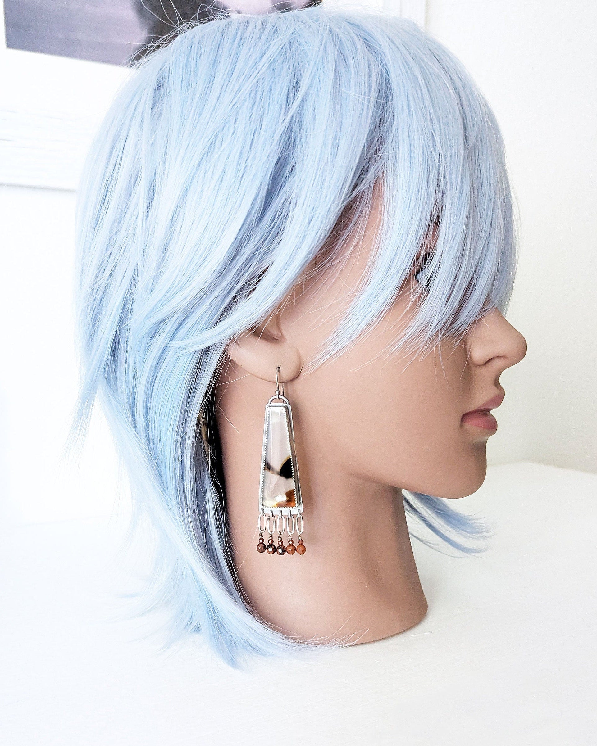 Sterling silver earrings with Montana agate and jasper beads