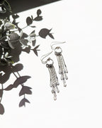 Boho chic labradorite earrings with subtle pastel flashes and silver accents