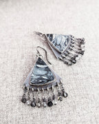 Black rutile quartz gemstone drop earrings