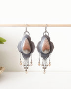 Fossil coral drop earrings in oxidized sterling silver