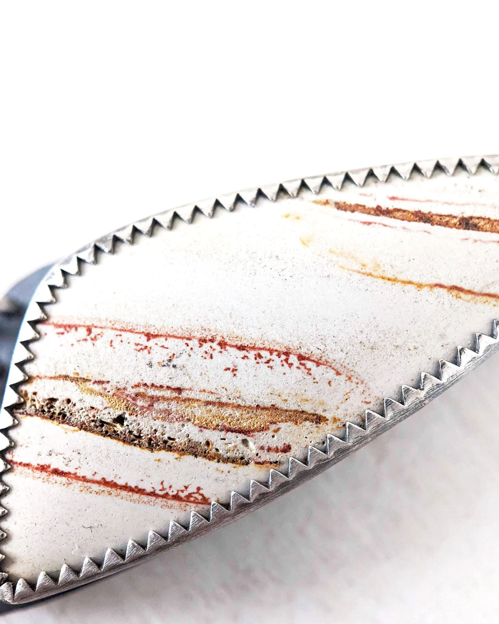 Close up of zebra jasper artisan earrings