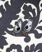 Septarian fossil teardrop earrings in oxidized sterling silver
