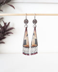 Maligano jasper earrings with geometric neutral stone pattern