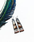 Montana agate triangular earrings in oxidized sterling silver