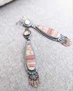 Lemon quartz and sunstone beaded fringe statement earrings