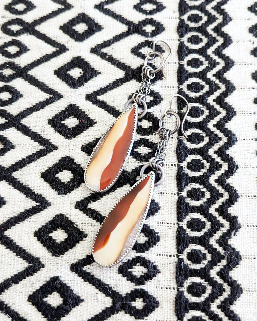 Natural druzy agate stone set in artisan sterling silver