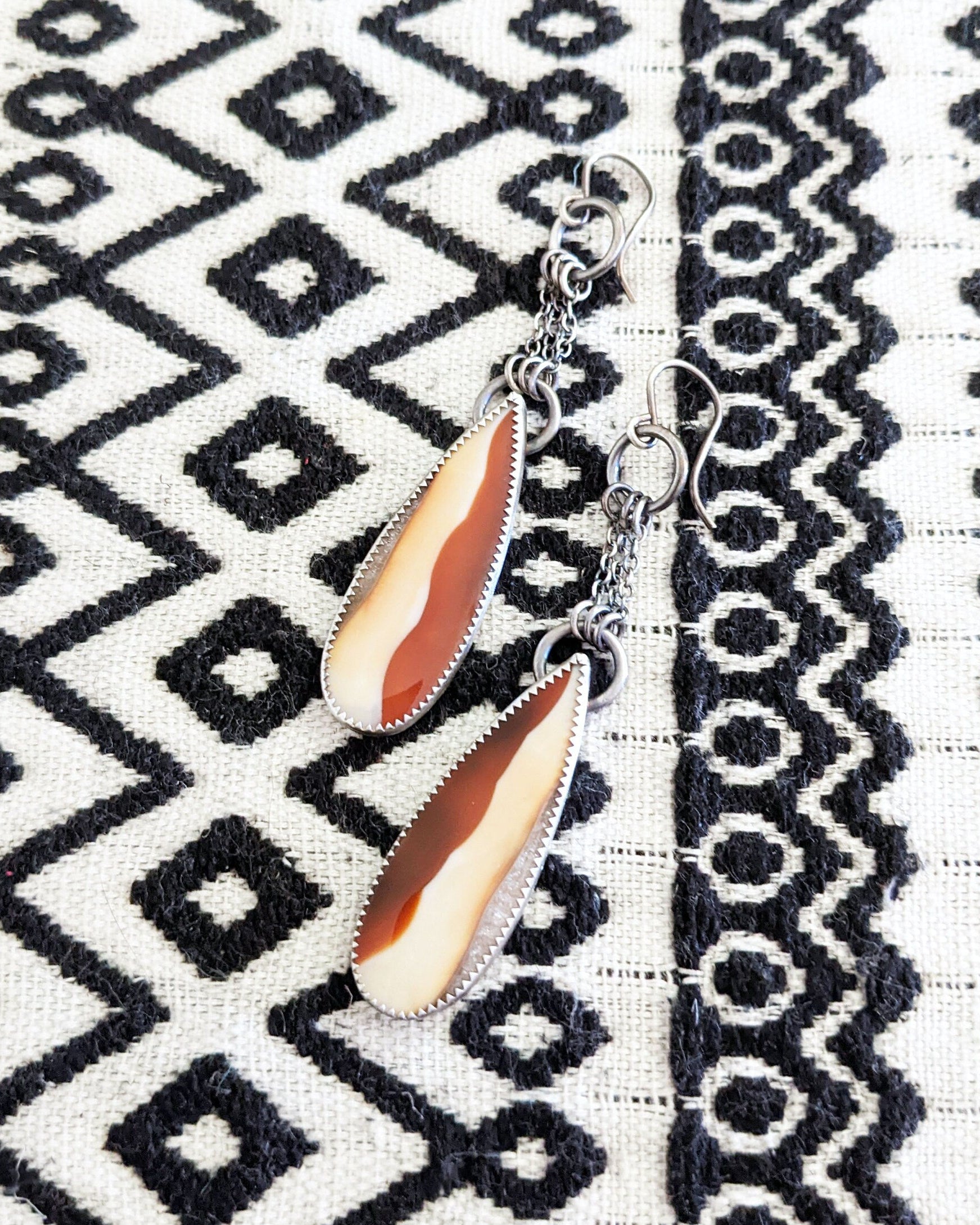 Natural druzy agate stone set in artisan sterling silver