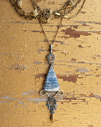 Mixed metal sterling silver and brass necklace with chain fringe on chain with layer necklace (not included)