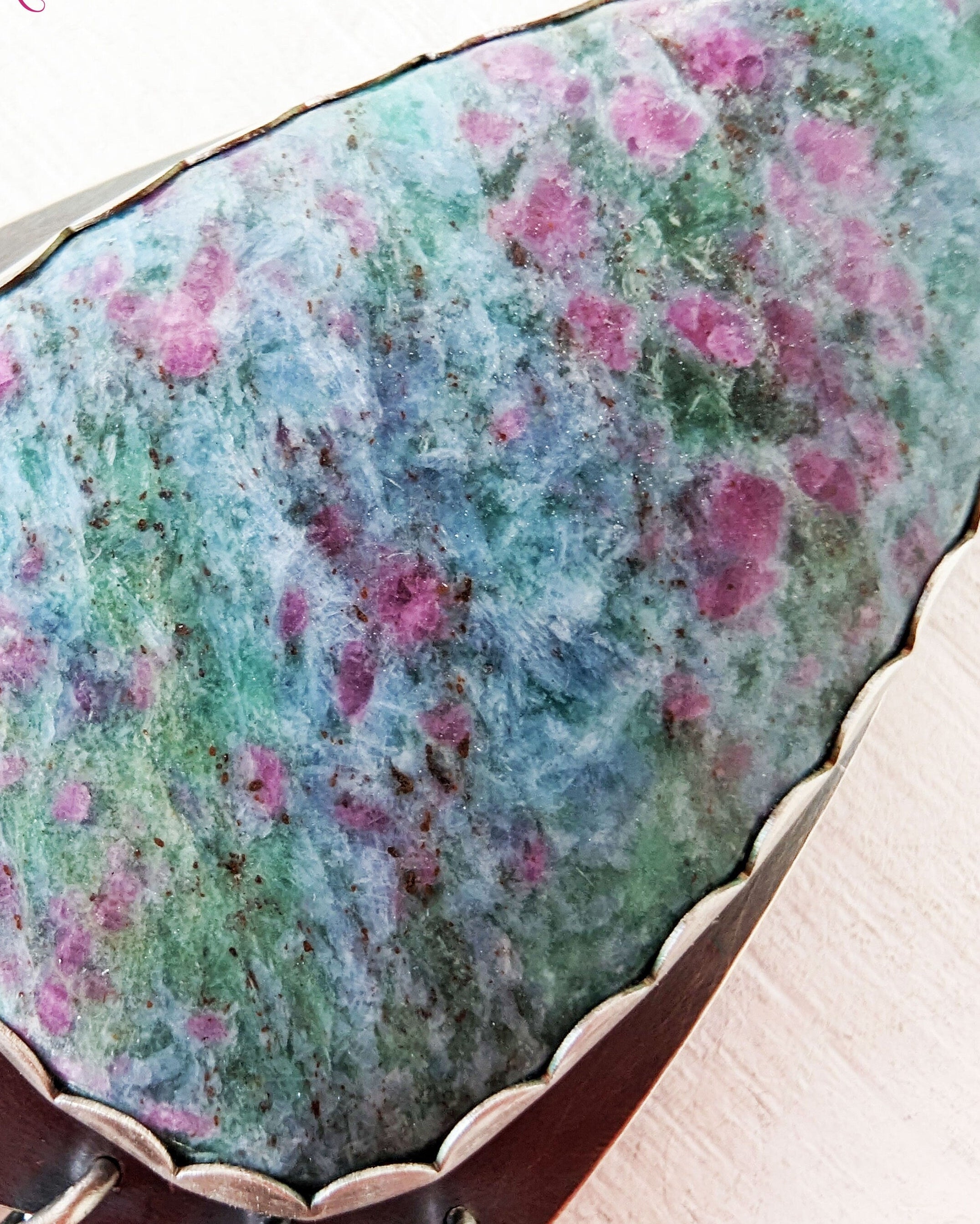 Ruby in kyanite stone close up