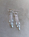 Labradorite fringe earrings with oxidized sterling silver long chain drops