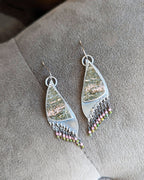 Asymmetrical leaf drop earrings in oxidized sterling silver