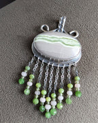 Oxidized sterling silver necklace with chunky filigree bail