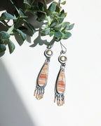 Rose cut citrine double stone dangle earrings with gemstone fringe