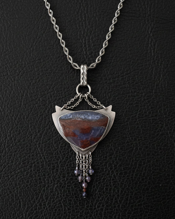 Collector gemstone pendant with dramatic evening-ready palette on chain (not included)