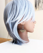 Oxidized sterling silver earrings with brass bar accents