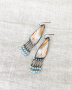 Feminine boho earrings featuring orange white agate stones