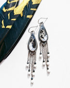 Black and white gemstone statement earrings with subtle movement