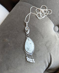 Bridewell quartz statement pendant with moonstone fringe in oxidized sterling silver