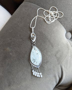 Bridewell quartz statement pendant with moonstone fringe in oxidized sterling silver
