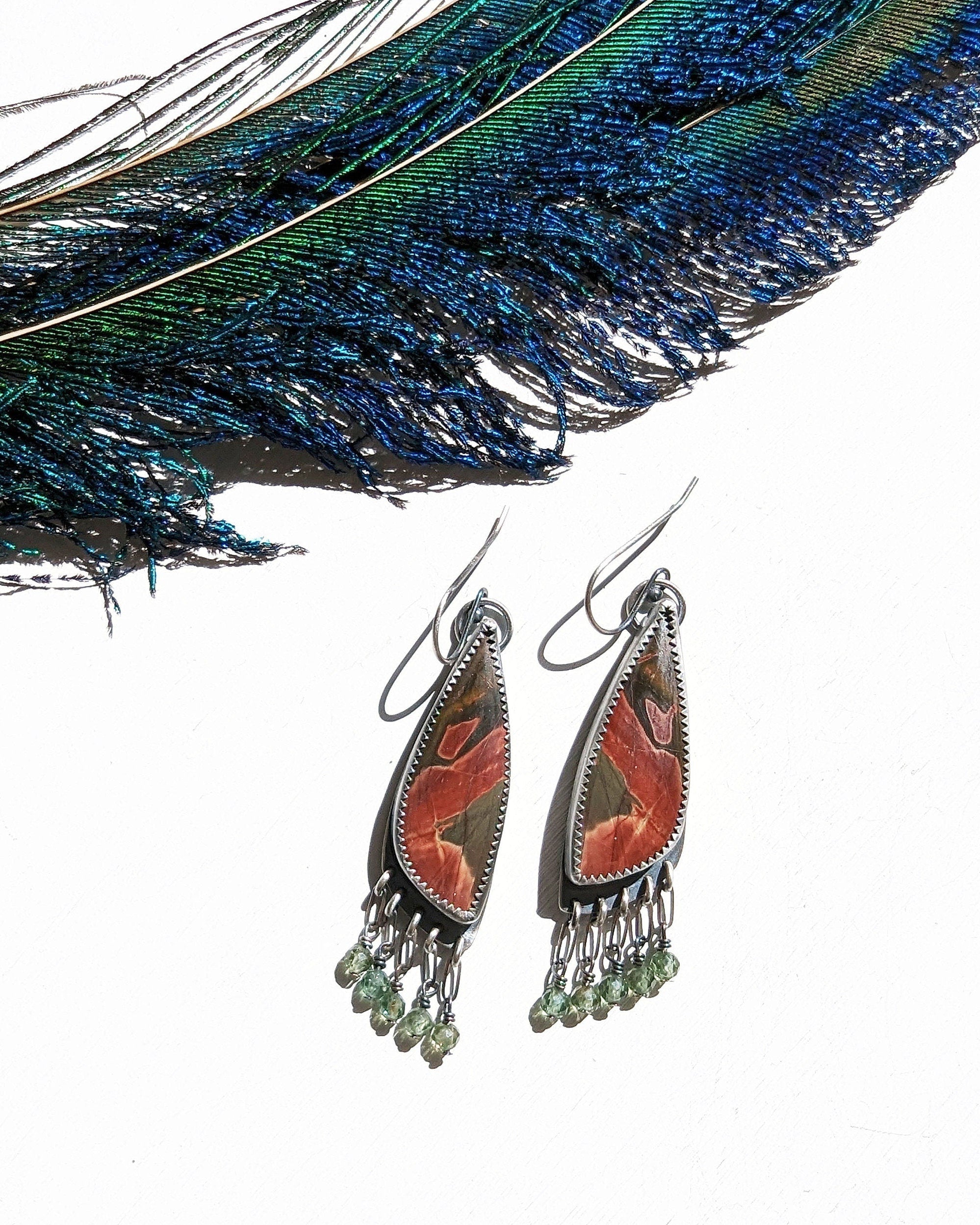 Red Creek jasper earrings in oxidized sterling silver