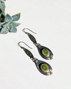 Olive and lime green stabilized turquoise in oxidized sterling silver