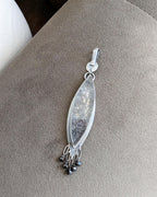 Marquis shaped black rutile necklace with silver fringe
