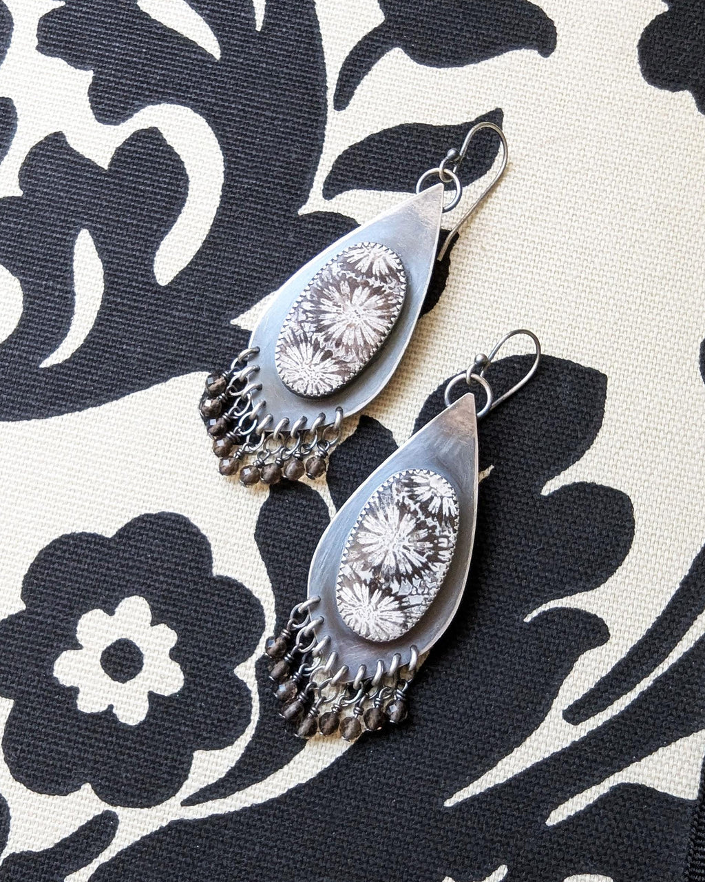 Nature inspired fossil coral earrings handmade