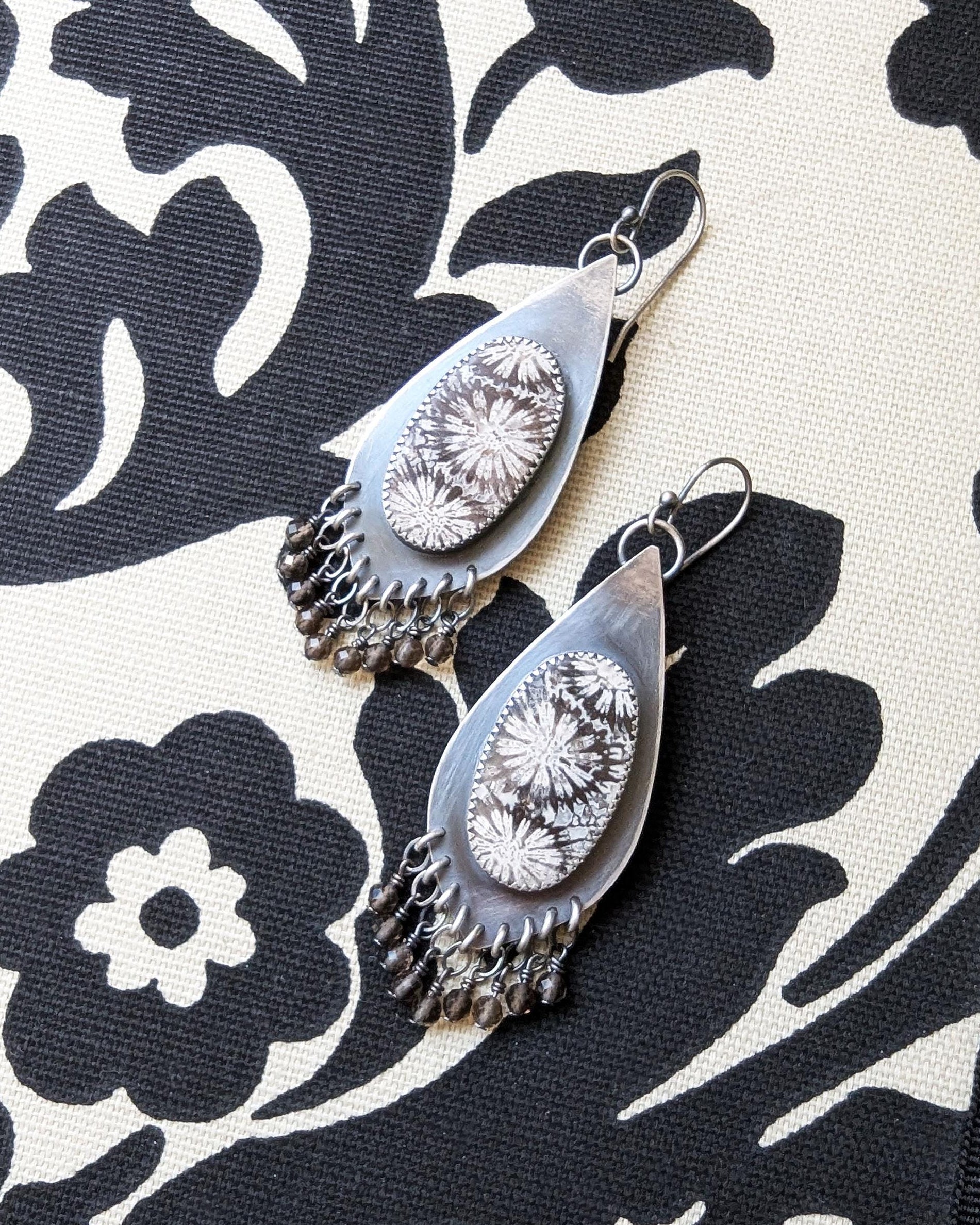 Nature inspired fossil coral earrings handmade