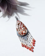 colorful jasper necklace with orange red and cream tones