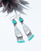 asymmetrical gemstone earrings with banded white agate