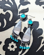 coastal inspired earrings with blue and white gemstones