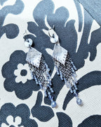 handcrafted oxidized silver earrings with iolite and sapphire detail