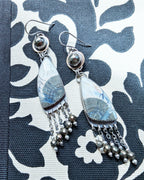 Metallic gold and silver earrings with pyrite bead fringe