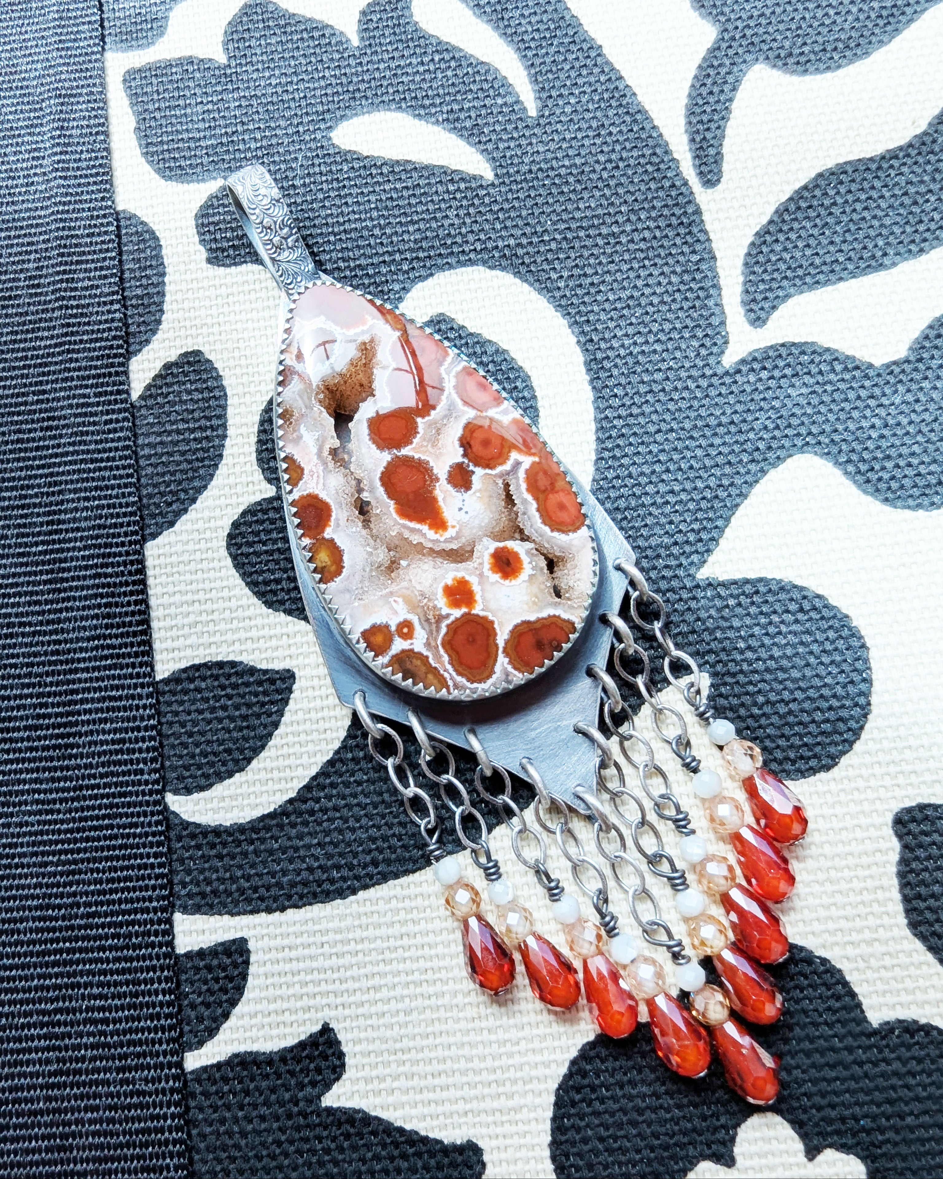unique jasper jewelry with pointed shield design