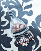 artisan gemstone necklace with burgundy mauve and gray tones