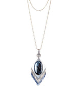 statement pendant with pietersite and continuous bead fringe on chain (not included)
