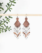rustic elegant mixed metal earrings with flowing bead strands