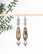 luxury boho earrings with oxidized silver coin design