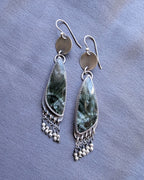 woodland inspired silver earrings with shimmering pyrite accents