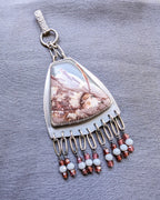 chandelier style pendant with garnet bead fringe