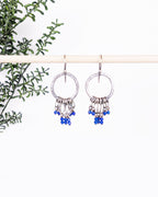 southwestern inspired silver hoop earrings with lapis lazuli