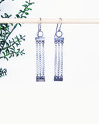 artisan oxidized silver drop earrings with weighted bar details