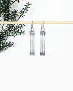 modern oxidized sterling silver earrings with industrial chains